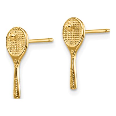 14K Yellow Gold Tennis Racquet Stud Earrings – view 3