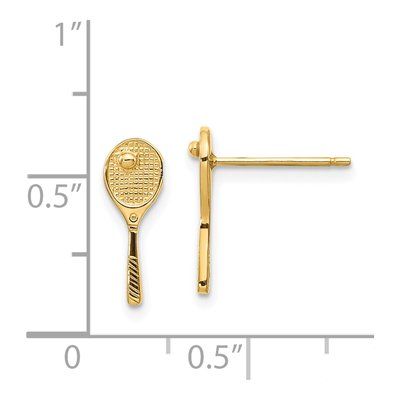14K Yellow Gold Tennis Racquet Stud Earrings – view 5