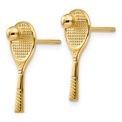 14K Yellow Gold Tennis Racquet Dangle Earrings – view 3
