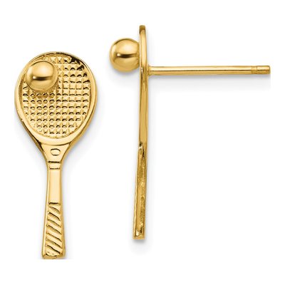 14K Yellow Gold Tennis Racquet Dangle Earrings