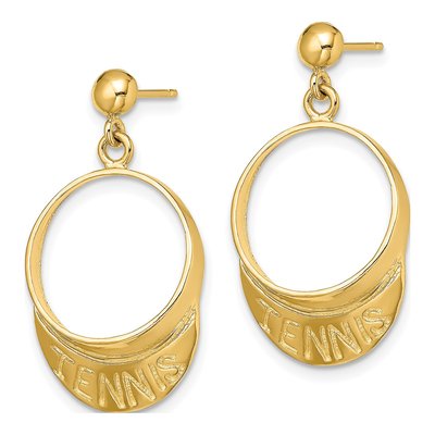 14K Yellow Gold 3-D Tennis Visor Dangle Earrings – view 3