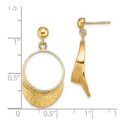 14K Yellow Gold 3-D Tennis Visor Dangle Earrings – view 5