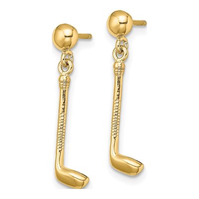 14K Yellow Gold Golf Club Dangle Earrings – view 2