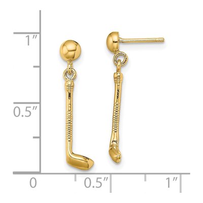 14K Yellow Gold Golf Club Dangle Earrings – view 4