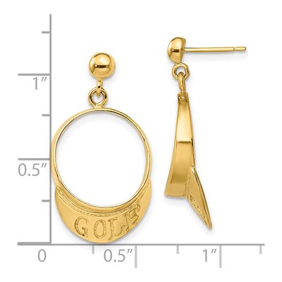 14K Yellow Gold 3-D Golf Visor Dangle Earrings – view 5