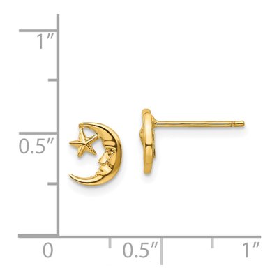 14K Yellow Gold Moon Star Stud Earrings – view 5