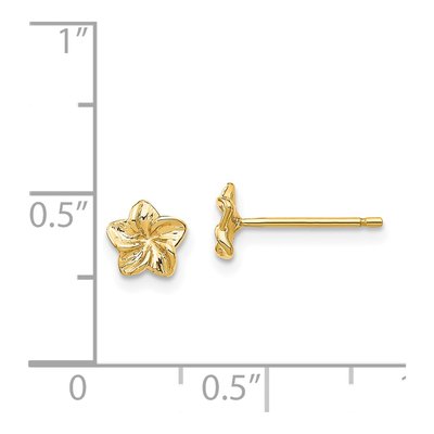14K Yellow Gold Plumeria Flower Stud Earrings – view 5