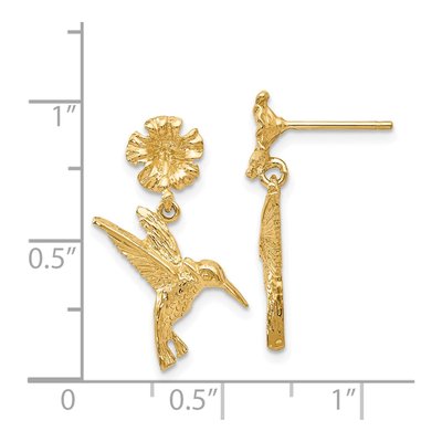14K Yellow Gold Hummingbird Dangle Earrings – view 5