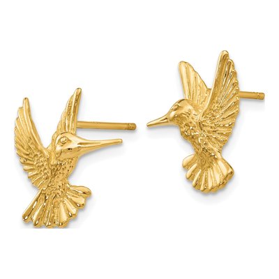 14K Yellow Gold Hummingbird Stud Earrings – view 3