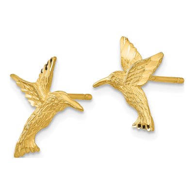 14K Yellow Gold Hummingbird Stud Earrings – view 3