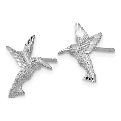 14K White Gold Hummingbird Stud Earrings – view 3