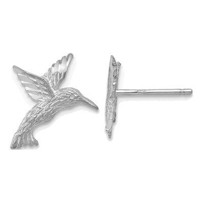 14K White Gold Hummingbird Stud Earrings