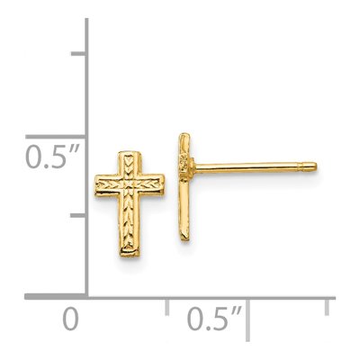 14K Yellow Gold Small Cross Stud Earrings – view 4