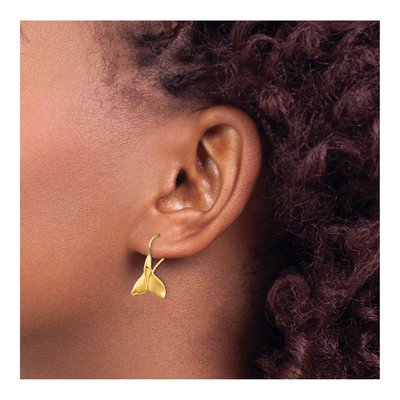 14K Yellow Gold Whale Tail Dangle Earrings – view 4