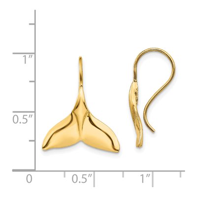 14K Yellow Gold Whale Tail Dangle Earrings – view 5