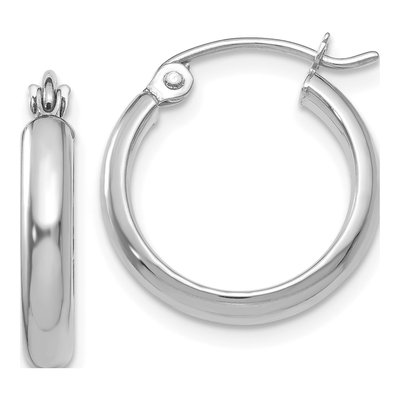 14K White Gold 16mm Tube Hoop Earrings