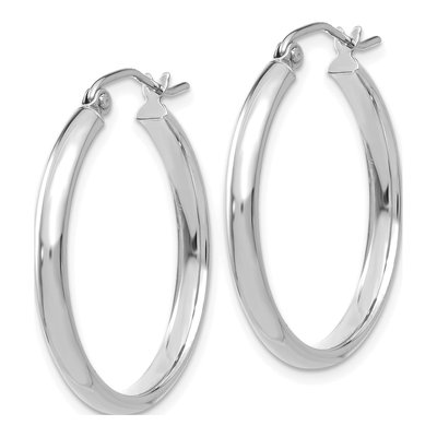 14K White Gold 25mm Tube Hoop Earrings – view 3