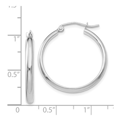 14K White Gold 25mm Tube Hoop Earrings – view 5