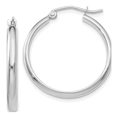 14K White Gold 25mm Tube Hoop Earrings