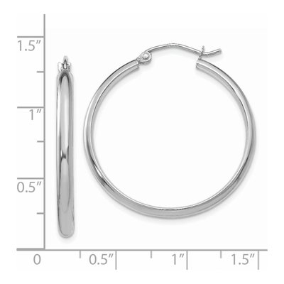 14K White Gold 30mm Tube Hoop Earrings – view 4