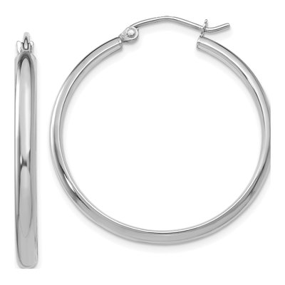 14K White Gold 30mm Tube Hoop Earrings