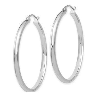 14K White Gold 35mm Tube Hoop Earrings – view 3