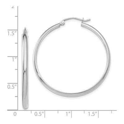 14K White Gold 35mm Tube Hoop Earrings – view 5
