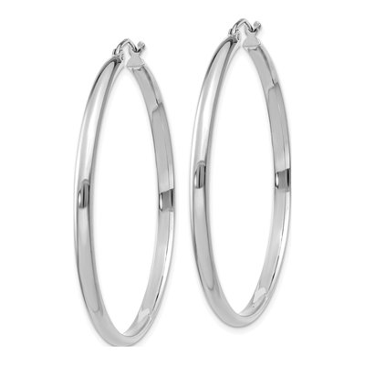 14K White Gold 40mm Tube Hoop Earrings – view 3