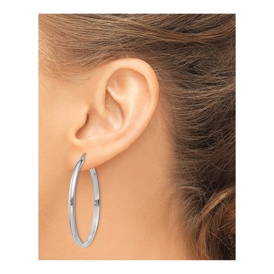 14K White Gold 40mm Tube Hoop Earrings – view 4