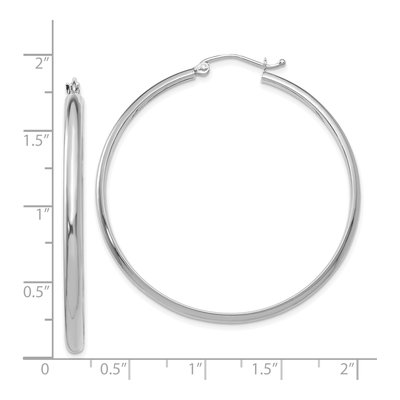 14K White Gold 40mm Tube Hoop Earrings – view 5