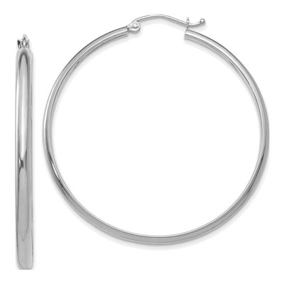 14K White Gold 40mm Tube Hoop Earrings