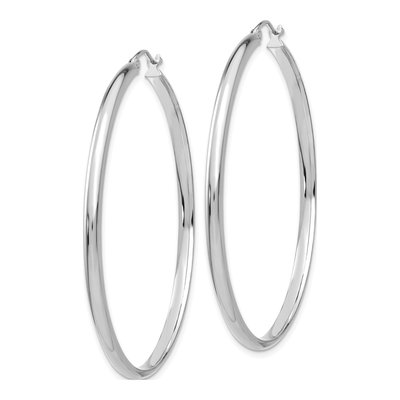 14K White Gold 50mm Tube Hoop Earrings – view 3