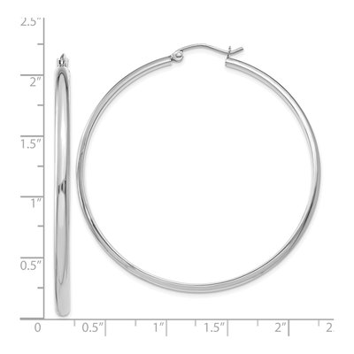 14K White Gold 50mm Tube Hoop Earrings – view 5