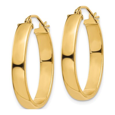 14K Yellow Gold Oval Tube Hoop Earrings – view 3
