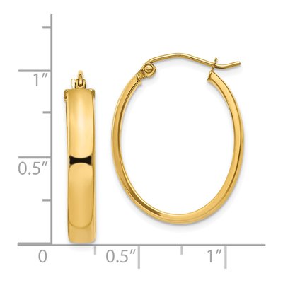 14K Yellow Gold Oval Tube Hoop Earrings – view 5