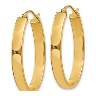 14K Yellow Gold Oval Tube Hoop Earrings – view 3