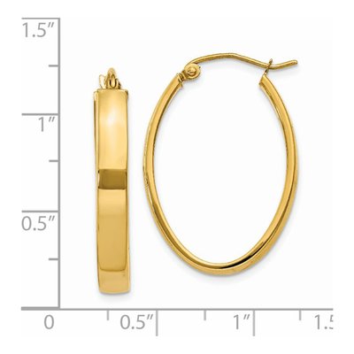 14K Yellow Gold Oval Tube Hoop Earrings – view 5