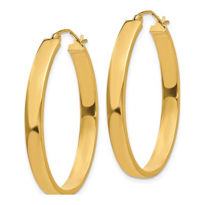 14K Yellow Gold Oval Tube Hoop Earrings – view 3