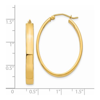 14K Yellow Gold Oval Tube Hoop Earrings – view 5