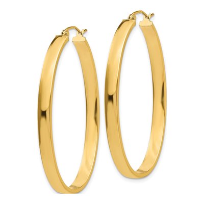 14K Yellow Gold Oval Tube Hoop Earrings – view 3
