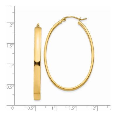 14K Yellow Gold Oval Tube Hoop Earrings – view 5