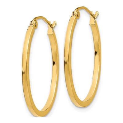 14K Yellow Gold Oval Tube Hoop Earrings – view 3