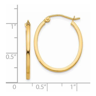 14K Yellow Gold Oval Tube Hoop Earrings – view 5