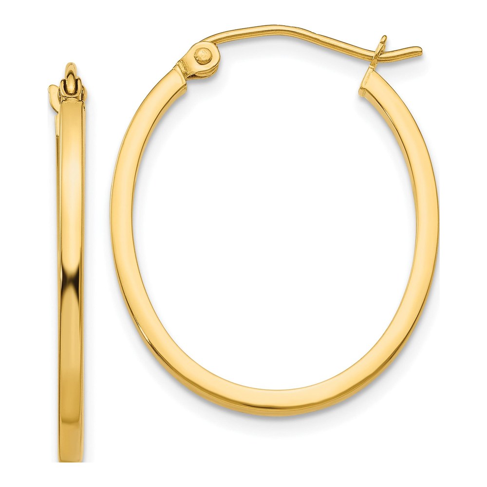 14K Yellow Gold Oval Tube Hoop Earrings