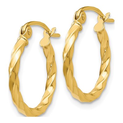 14K Yellow Gold 12mm Twist Hoop Earrings – view 3