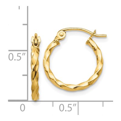 14K Yellow Gold 12mm Twist Hoop Earrings – view 5
