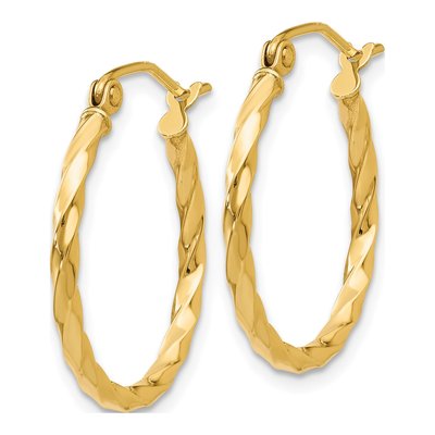 14K Yellow Gold 15mm Twist Hoop Earrings – view 3