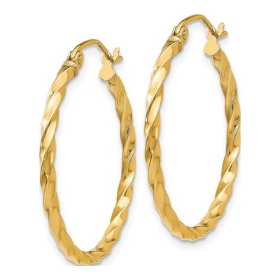 14K Yellow Gold 22mm Twist Hoop Earrings – view 3