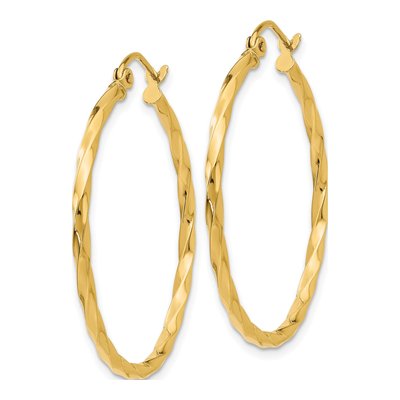 14K Yellow Gold 26mm Twist Hoop Earrings – view 2