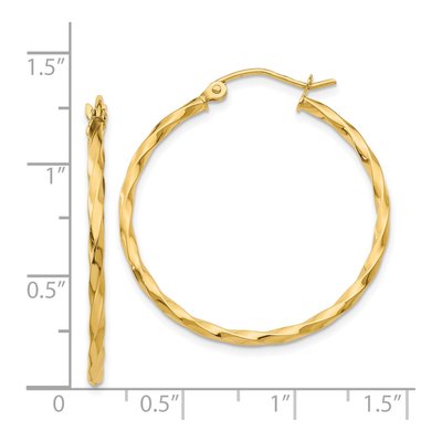 14K Yellow Gold 26mm Twist Hoop Earrings – view 4